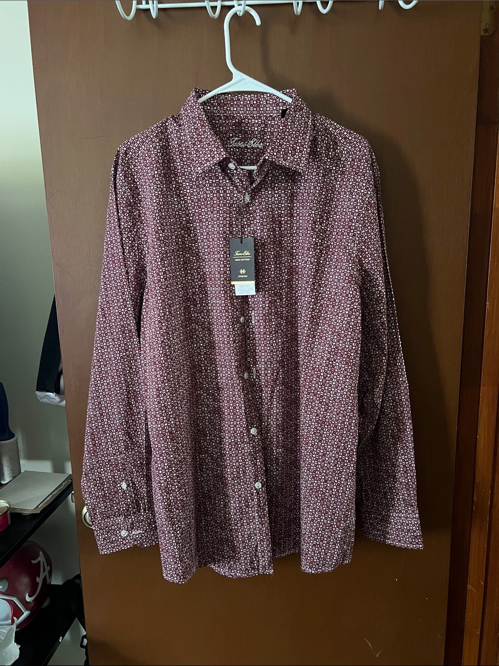 Tasso Elba Maroon Micro Dot Button-Down Shirt